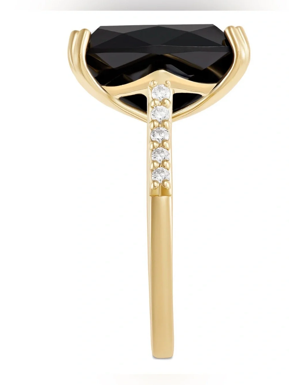 Black Onyx 7.5 CT Statement Ring 14K Gold-Plated 925 Sterling Silver CZ Size 8 💛